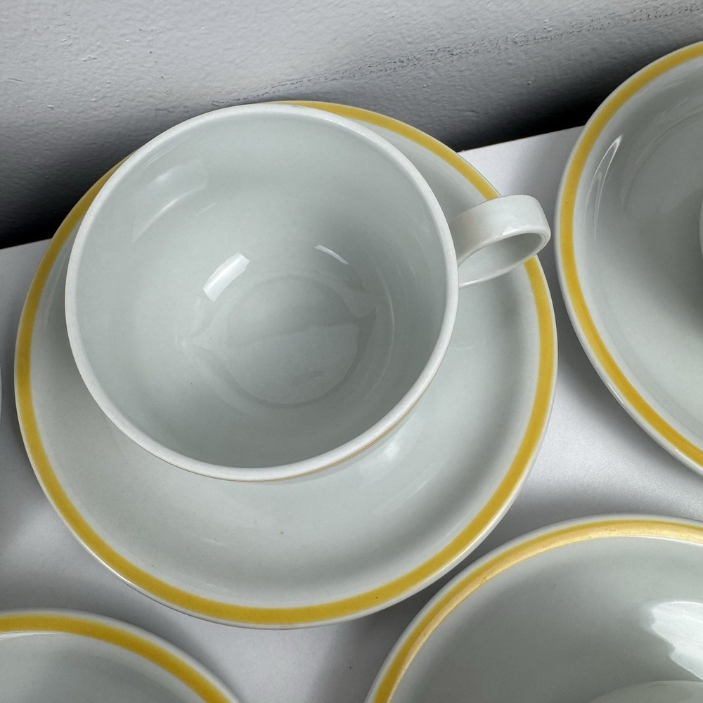 Vtg Vista Alegre Block VA Disco Tea Set Portugal 6 Cups Saucers Cream Sugar MCM - Picture 7 of 16